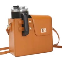 Bolsa para Botella de Agua, Material PU, Impermeable, Portátil, para Exteriores, con Correa de Hombro Ajustable
