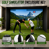 Enceinte de simulation de golf 10x8 pieds, robuste, avec écran d'impact HD et filet de récupération pour entraînement en intérieur