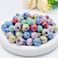Perles rondes en acrylique UV motif toile d'araignée pour Halloween, chaîne de perles imprimées colorées pour la fabrication de breloques de téléphone, de porte-clés et de bijoux DIY