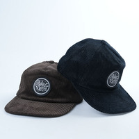 Casquettes unisexes de haute qualité personnalisées à 5 panneaux non structurés avec logo en tissu tissé, en coton, à visière légèrement incurvée