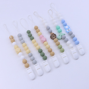 Cadena de silicona para chupete de bebé con cuentas de dibujos animados, 0-12 meses, sin BPA, diseño de cuerpo recto para uso infantil - Product Image 2