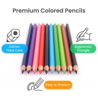 Ensemble de crayons de couleur, 12 couleurs, corps triangulaire en bois, non toxiques, pré-affûtés, mine de 3,0 mm, pour dessin et coloriage d'enfants, logo personnalisé OEM