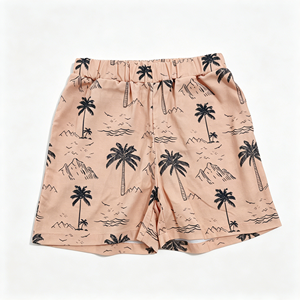 Set Estivo Boho per Bambini con Stampa <span class=keywords><strong>Palma</strong></span> e Tropicale, Top Smock in Cotone e Lino con Spalline Sottili e Peplum + Pantaloncini, Colore Beige Neutro - Product Image 6