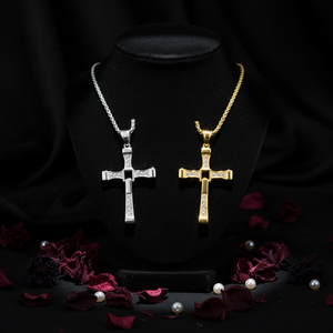 Collana con Ciondolo a Croce in Acciaio Inossidabile Personalizzata Stile Dominic <span class=keywords><strong>Toretto</strong></span> <span class=keywords><strong>di</strong></span> Fast & Furious 8 con Diamanti Incastonati - Product Image 6