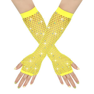 ถุงมือตาข่ายเซ็กซี่แบบยืดหยุ่น ประดับเพชรระยิบระยับ ป้องกันข้อมือ - Product Image 4