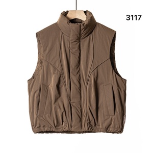 Gilet matelassé sans manches zippé en laine brodée personnalisée, coupe ajustée, grande taille, décontracté, pour homme - Product Image 3