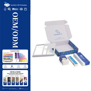 Boîte d'expédition bleue personnalisée avec séparateur en papier pour produits cosmétiques et de soin de la peau, emballage e-commerce avec logo - Product Image 1