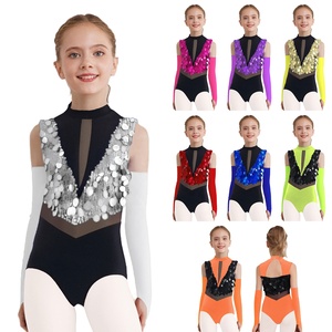 6-16 Kids Girls Gymnastics Performance Outfit Leotard With Gloves Sets Stage Shows Recitals Custom Ballroom Dance Competition - Product Image 1