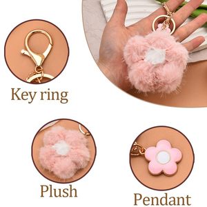 Llavero de Peluche con Forma de Flor, Bonito y de Alta Calidad, Juguete Personalizado, Pompones de Peluche, Llavero de Flor de Cerezo para Mujer - Product Image 6