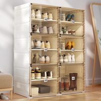 Armoire de rangement à chaussures pliable en plastique PP, sans installation, avec fermeture magnétique automatique, boîte de rangement empilable pour hommes