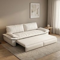 Canapé-lit convertible multifonctionnel blanc 3-en-1, se transforme facilement en canapé, chaise longue et lit queen size, idéal pour salon et hôtel, design confortable