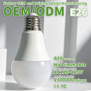 หลอดไฟ A19 หลอดไฟ LED E26 AC110~120V ไม่สามารถหรี่แสงได้ โคมไฟพีซี+ ถ้วยโคมไฟอลูมิเนียมเคลือบพลาสติก ดัชนีการแสดงสี Ra80 - Product Image 1