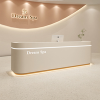 Bureau d'accueil en bois simple et moderne pour clinique dentaire Salon de beauté Studio de yoga Centre de soins post-partum Classe de danse Front d'entreprise