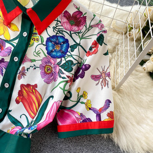 8610 #   Abito Plissettato da Passerella Estiva, Vestito <span class=keywords><strong>Midi</strong></span> da Donna con Maniche Corte, Colletto <span class=keywords><strong>a</strong></span> Camicia, Stampa Floreale, Slim Fit per Feste - Product Image 3