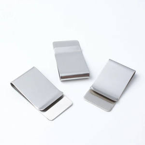 Vertikale, schlichte, verbreiterte Metall-Geldbörse aus Edelstahl, Lesezeichen, Münz-, Papiergeld- und Rechnungshalter, mit Logodruckmöglichkeit - Product Image 3