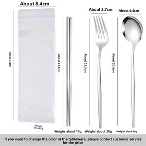 Tùy chỉnh sinh viên di động Bộ đồ ăn đặt thép không gỉ muỗng nĩa đũa gương đánh bóng Flatware Bộ - Product Image 2