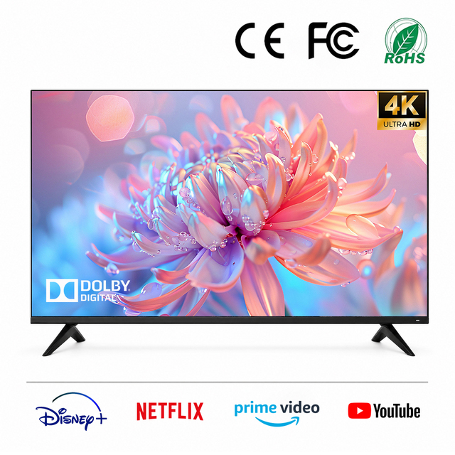 4K Android Smart TV 32-100 Inch LCD QLED TV 120Hz HDR10 Wireless Cast Slim Bezel Game Mode Multi Ports Stable Quality for Hotel