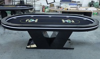 Luckyh — Table de Poker en bois massif avec éclairage LED, 260CM, Table professionnelle de Texas, Poker, jambes en forme de V