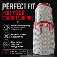 Manchon isotherme réutilisable en néoprène avec strass pour canettes de bière, de soda et de boissons énergisantes standard de 330 ml et 355 ml