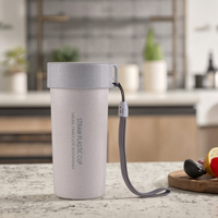 Nouvelle tasse de voyage Iinmei en paille de blé sans BPA, écologique, minimaliste, avec couvercle à vis, grande capacité, idéale pour les cadeaux promotionnels