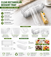 Plateau à dessert en plastique PET transparent de qualité alimentaire, emballage recyclable pour gâteau roulé, boulangerie, fruits, chocolat