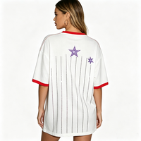 Nouvel arrivage de robe t-shirt à col rond et à paillettes surdimensionnées robe t-shirt à paillettes en coton doux avec strass scintillants logo personnalisé robe pour femmes