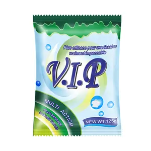 Detergente para ropa blanco VIP de fábrica al por mayor de 125g con motas de color jabón en polvo gran oferta detergente para ropa en polvo a Gabón