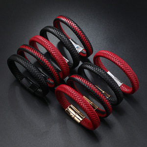 Bracelet en cuir PU tressé bicolore pour homme, bracelet en cuir tissé, bracelet tendance pour homme, cadeau - Product Image 1