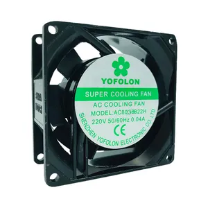 Yofolon Factory Price 110V 220V 380V 80x80x38mm AC Motor Cooling Fan High airflow low noise 220V AC axial cooling fan