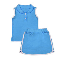 Ensemble Décontracté Scolaire 2 Pièces Ruidian pour Petite Fille: T-shirt Sans Manches à Revers et Jupe-leggings Motif Uni pour la Rentrée Scolaire