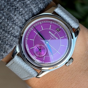 La nouvelle montre décontractée rétro MERKUR Cross Line Sector Dial Salmon pour hommes, série Business, montre à remontage manuel, Relogio - Product Image 4