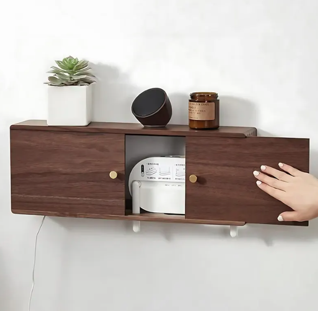 Wooden Wall Mounted Shelf Cable Organizer WiFi Router Storage Box Cover Wooded WiFi Router Storage Box for Home & Office