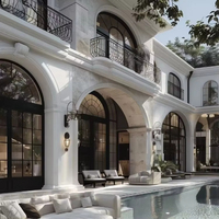 Puerta Arqueada de Hierro Forjado Personalizada, Ahorro de Energía, Insonorizada, Marco de Doble Vidrio, Diseño Francés para Dormitorios, Villas y Apartamentos