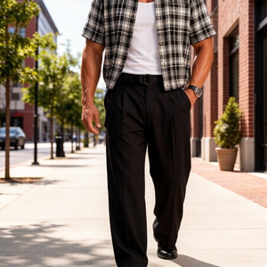 Pantalones de Traje Formales para <span class=keywords><strong>Hombre</strong></span>, Estilo <span class=keywords><strong>Casual</strong></span> <span class=keywords><strong>Elegante</strong></span>, Corte Holgado, Viscosa, Pliegues, Pierna Ancha, Diseño Old Money, Personalizados OEM - Product Image 3