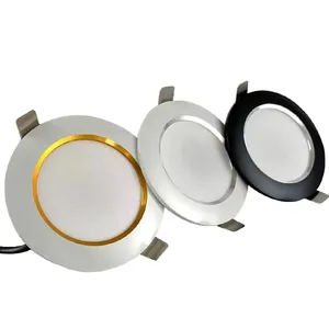 Three-color design luxury gold hotel anti-glare modern shop down light dimmable cabinet trimless recessed led downlight