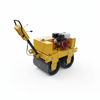 Rouleau vibratoire à double tambour autopropulsé de 0,5 tonne - Capacité 25KN - Compacteur routier à essence avec tambour de 650 mm