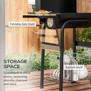 Barbecue à charbon de bois avec fumoir, chariot à roulettes pour extérieur - Product Image 5