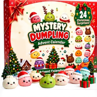 Calendrier de l'Avent de Noël 2026 : Jouets Squishy TPR en forme de Dumpling Mystère, Boîte Surprise Compte à Rebours 24 Jours, Jouet Anti-Stress, Cadeau pour Enfants