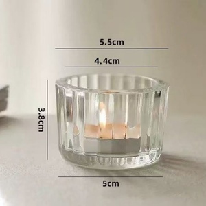 Wholesale Clear Glass Votive Holder Stripe Amber Color for Home Decoration Soy Wax Scented <b>Candle</b> Making Jar <b>Candle</b> Container - Product Image 6