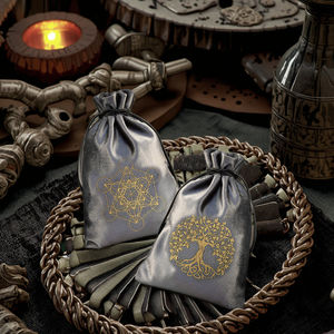 天鹅绒塔罗牌袋灰色三相每月扑克牌礼品袋拉绳月球包小饰品收纳器 - Product Image 2