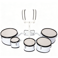 Lot de 5 tambours de marche multi-tenors faits à la main, directement de l'usine, en peuplier avec surface en PVC et support, pour défilés de fanfare