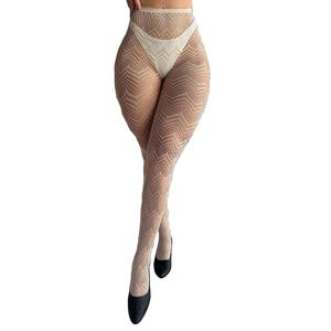 جوارب شبكية نسائية للنوادي الليلية والحفلات، جوارب شفافة بخطوط هندسية، جوارب شبكية سوداء للنساء - Product Image 1