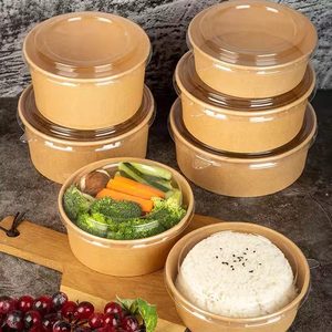 Made In China <span class=keywords><strong>LOW</strong></span> MOQ carta da asporto usa e getta confezione per alimenti insalatiera ciotola carta kraft con coperchio - Product Image 2