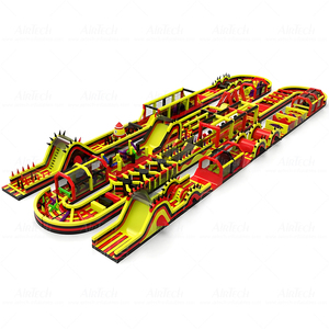 Fun Inflatable Wipeout Race Track Ninja Obstacle Course Fabricante con Diapositivas Gigantes para Eventos al Aire Libre Fiesta Atracción - Product Image 2