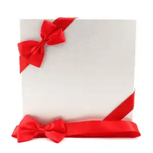Mafolen-Cinta de satén roja para envolver regalos, lazo personalizado hecho a mano, venta al por mayor con banda elástica para caja de regalo