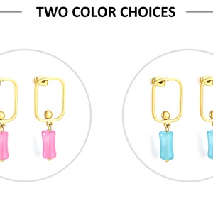 ต่างหูสีสันสดใสแบบไม่ก่อให้เกิดอาการแพ้สำหรับผู้หญิง รูปทรงกลมขนาดใหญ่ รูปทรงไม่สมมาตร หนา  ชุบทอง 18K ทำจากสแตนเลสสตีล - Product Image 5