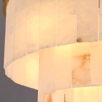 Nouvelle Suspension LED Rectangulaire en Marbre Alabaste Glace Calcite pour Hall d'Hôtel et Salon