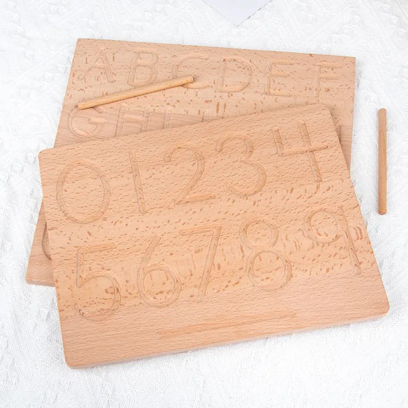 Planche de pratique en bois, cannelure convexe, pour l'éducation précoce de Montessori, géométrie des chiffres et des lettres, gravure de boa