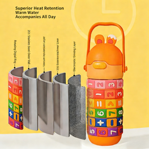 Botella de agua aislada de acero inoxidable <span class=keywords><strong>para</strong></span> niños, con diseño de juguete matemático, divertido rompecabezas de aritmética y anillo, termo de vacío. - Product Image 5