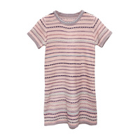 Robe en tricot douce à col rond, à manches courtes, à rayures colorées d'été, décontractée et ample, version coréenne